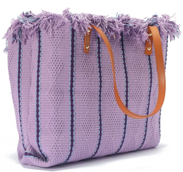 T-L7.1 BAG609-002E Beach Bag Cotton 50x38x11cm Purple
