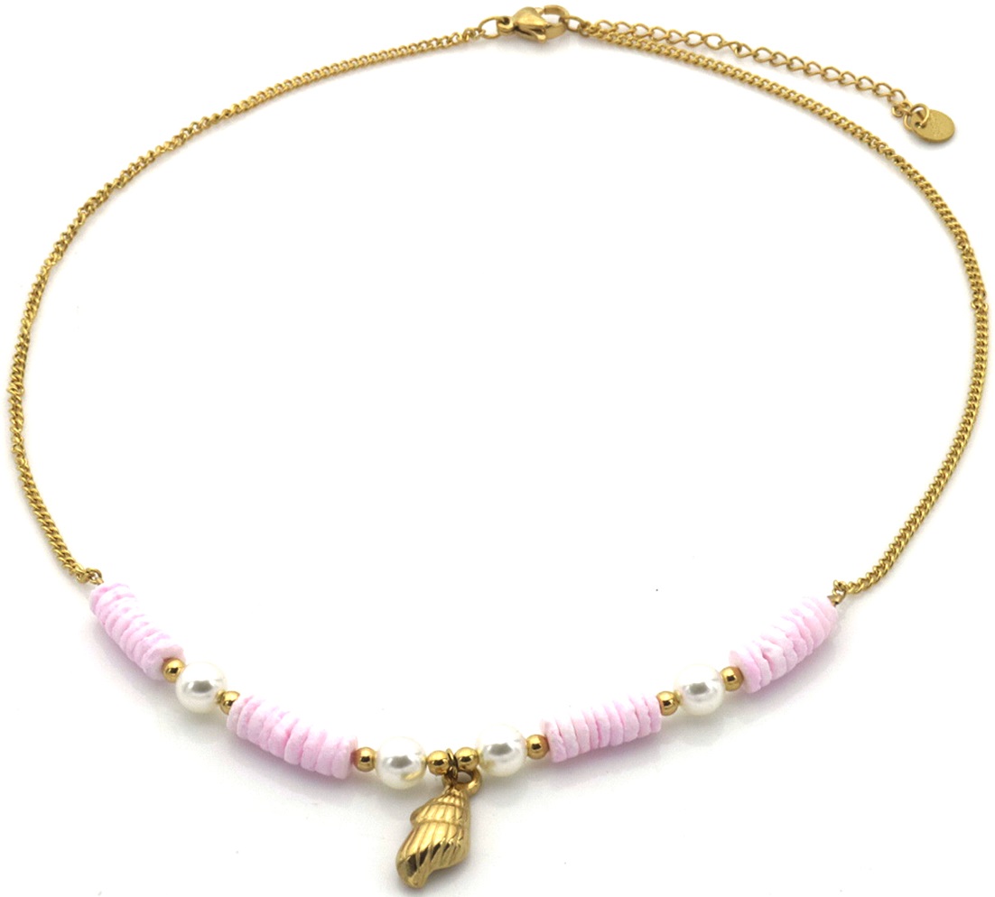 J-E7.1 N074-007G-1 S. Steel Necklace Shell 40-45cm