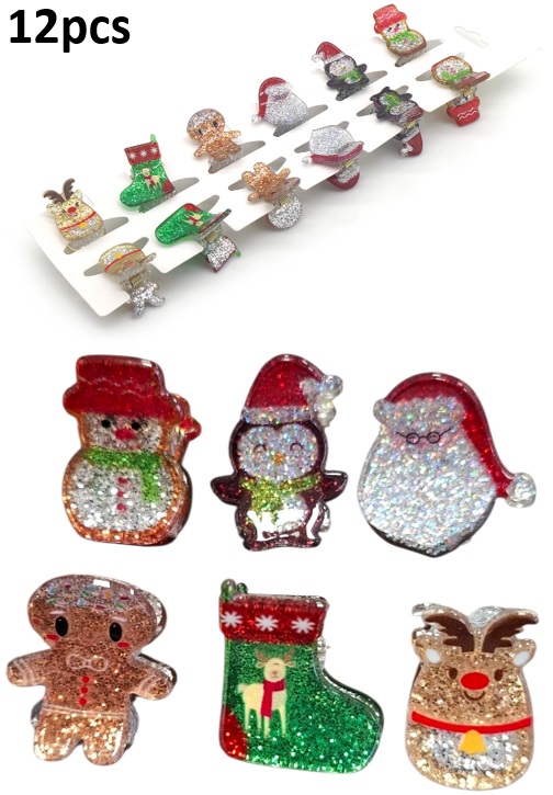 R-K2.1 H1038-017 Hair Claw Set Christmas 12pcs R-K2.1 H1038-017 Hair Claw Set Christmas 12pcs