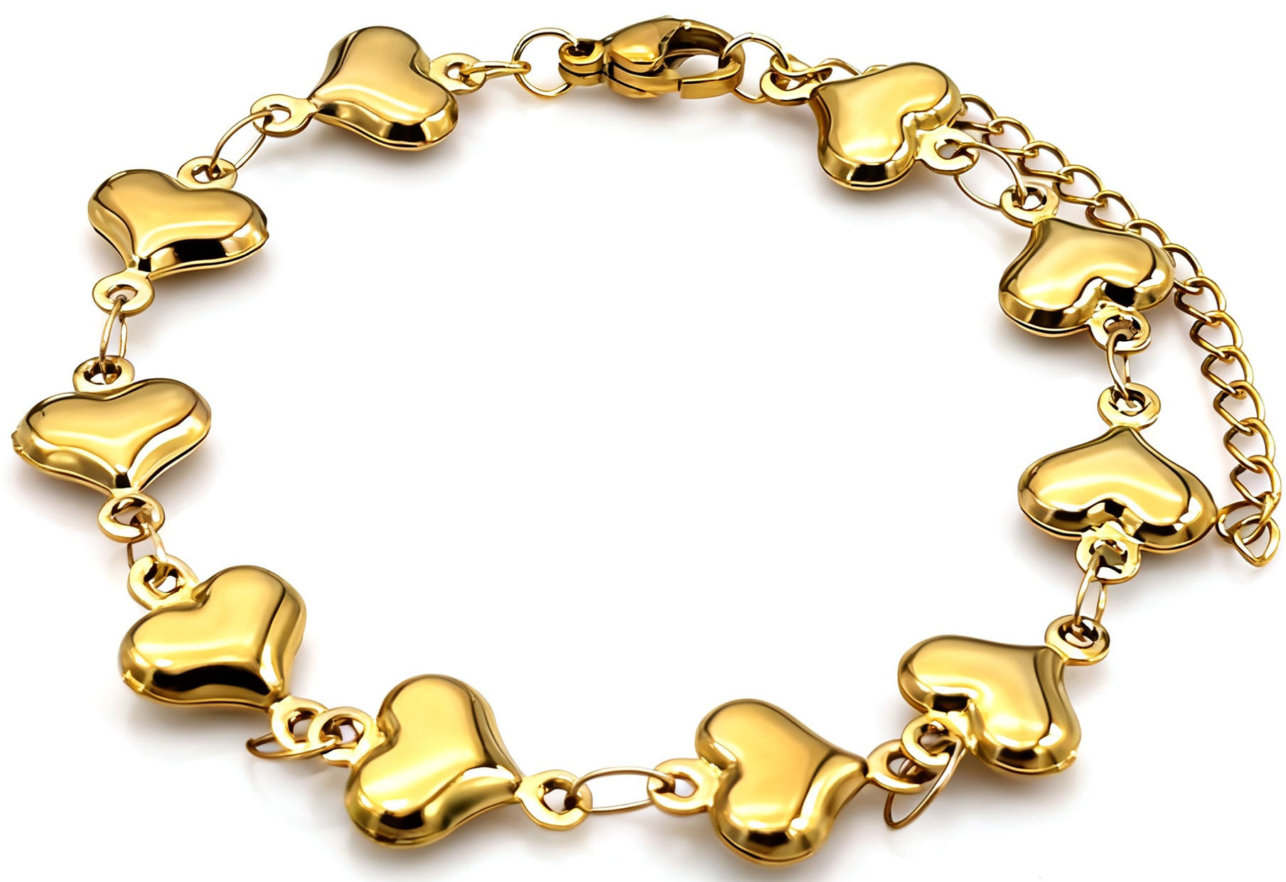 E-C7.1 B1131-014G S. Steel Bracelet Hearts 16-21cm