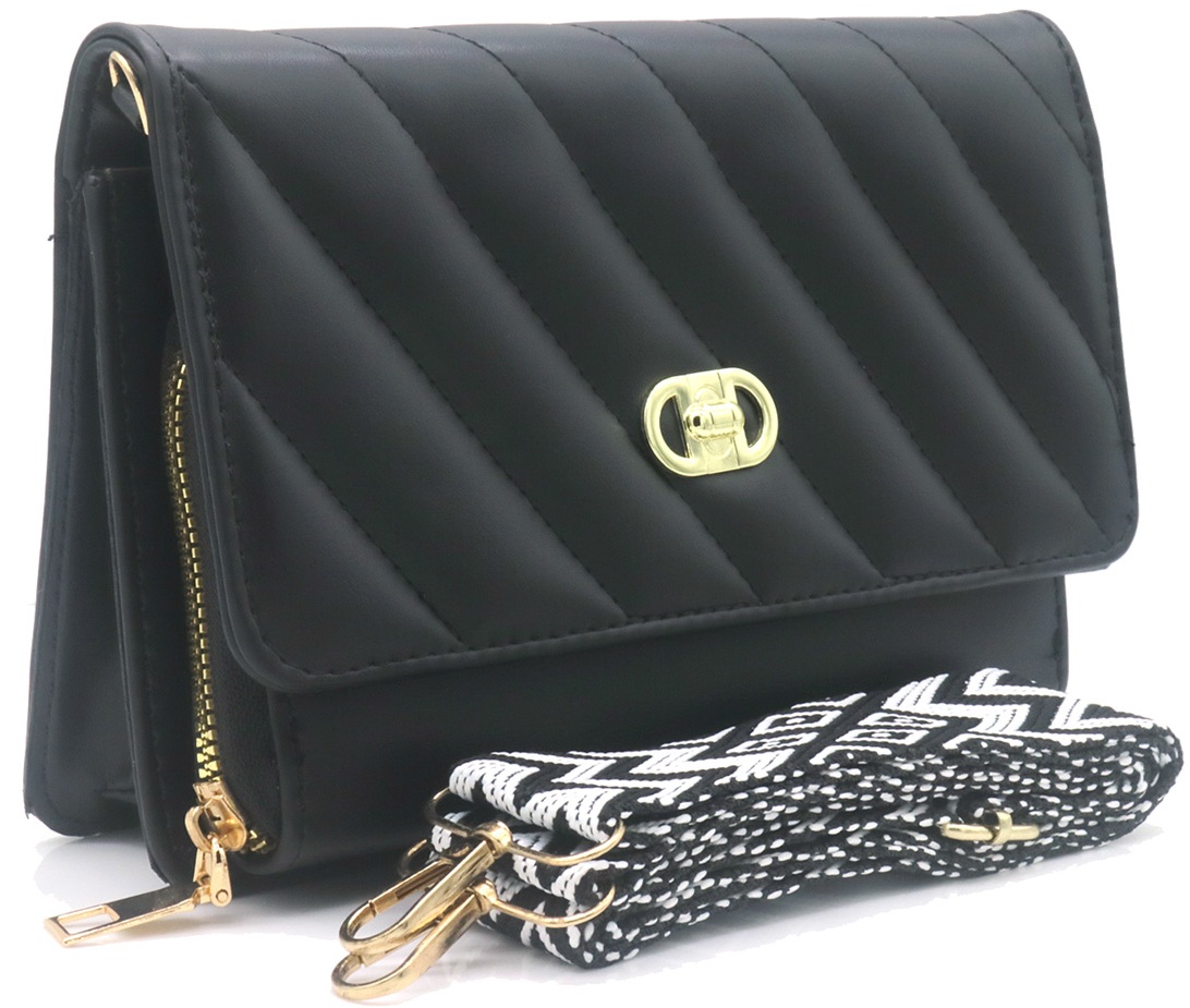 Y-D3.5 BAG1010-002-1 PU Shoulder Bag 20x14x7cm Black