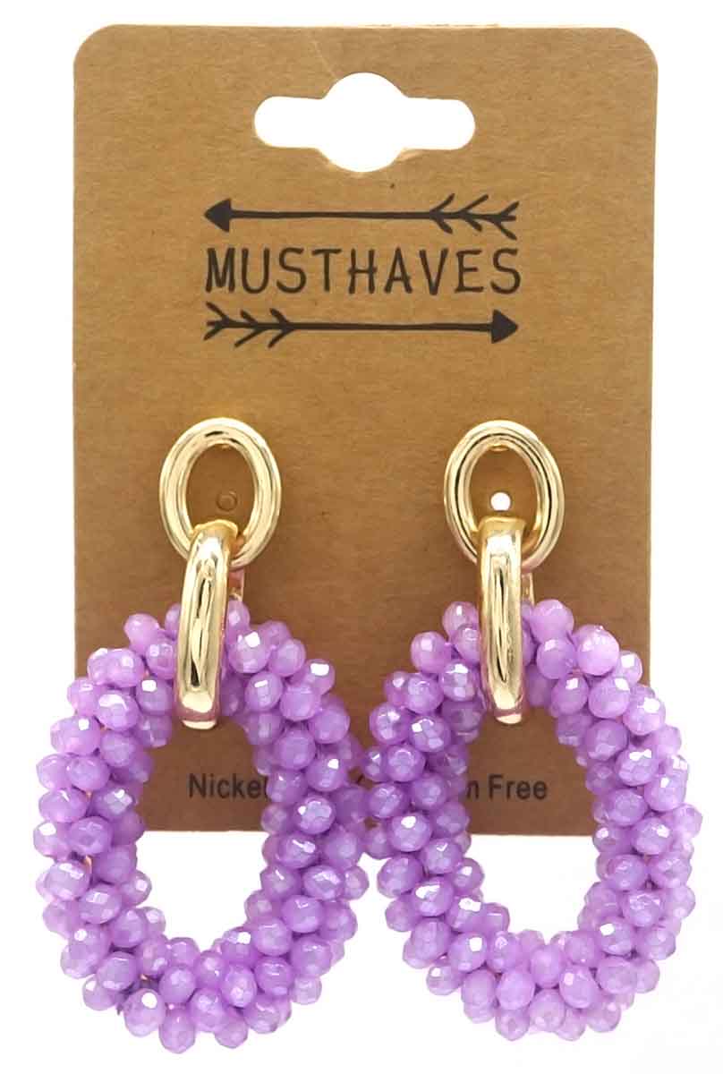 D-A14.1 E725-001 No. 13 Earrings Glass 5cm Purple