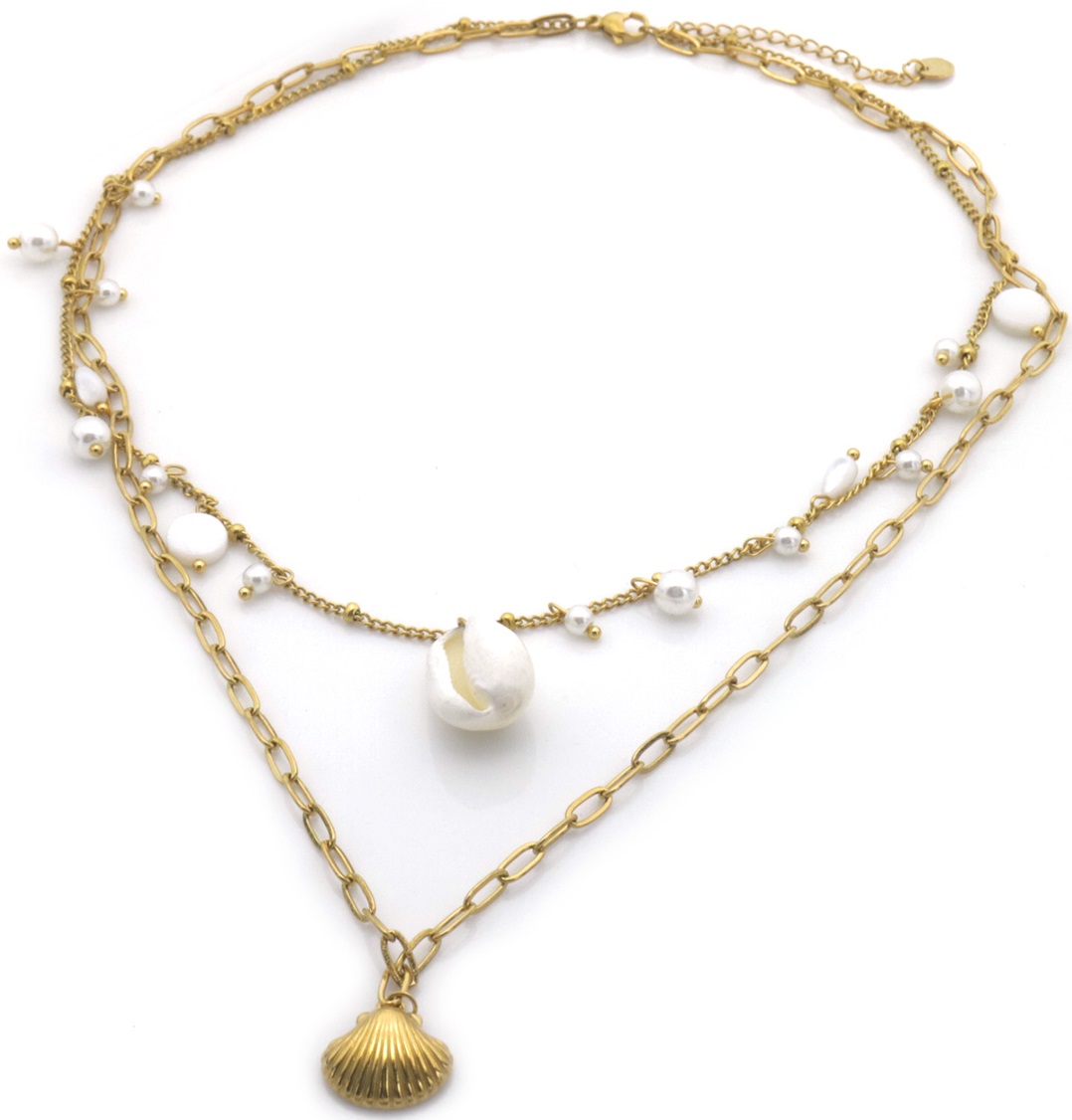 E-A14.2 N936-004G S. Steel Necklace Shells