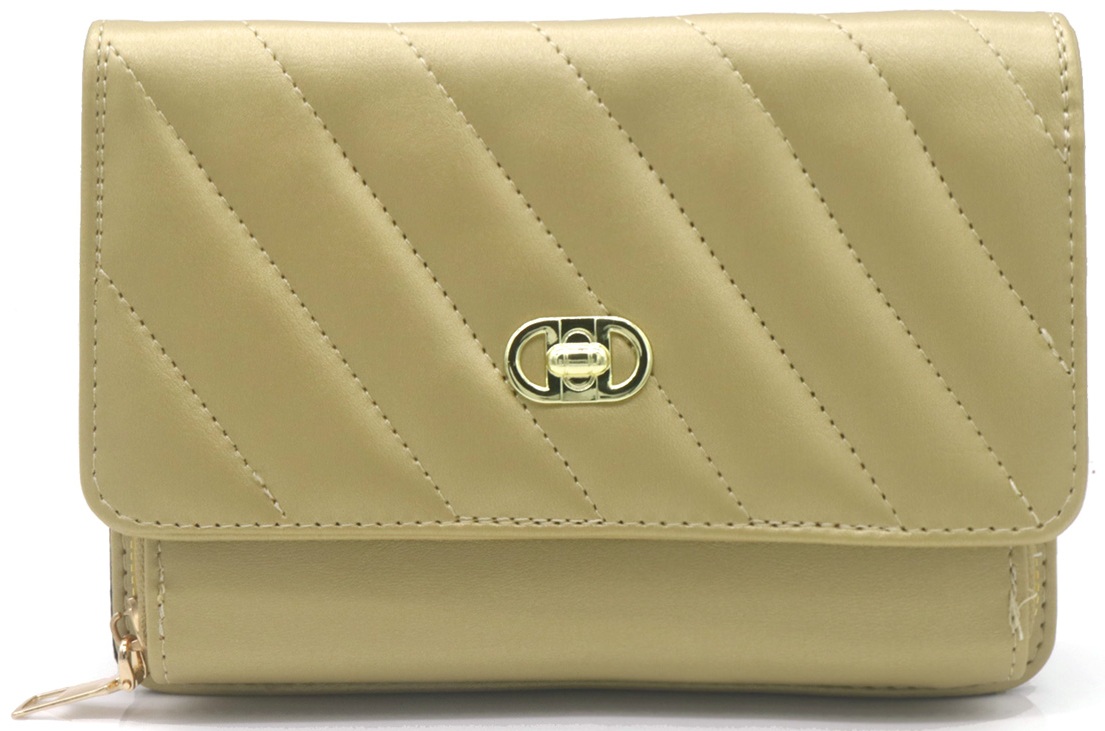 Y-D2.3  BAG1010-002-3 PU Shoulder Bag 20x14x7cm Gold