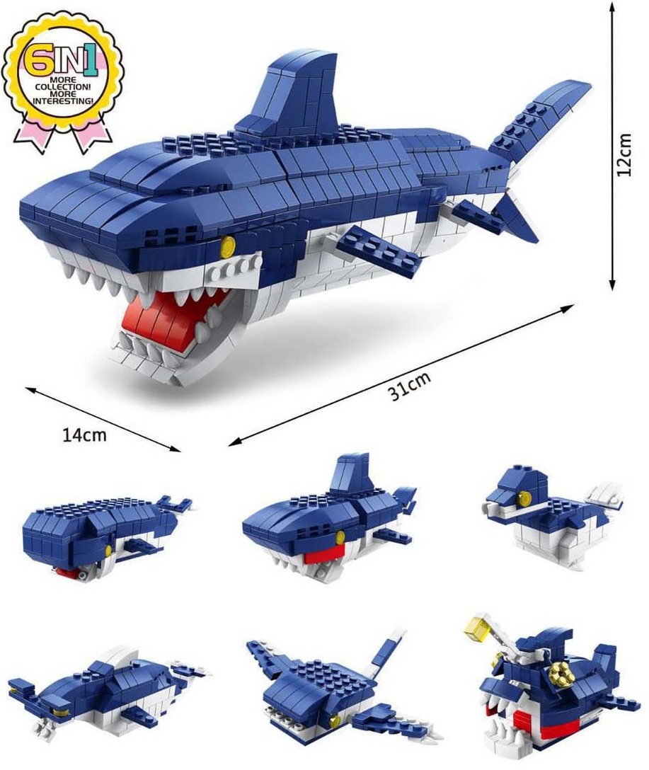 T-O3.1  TOY8832-7 Building Block Set 6 in 1 Shark - 1000pcs