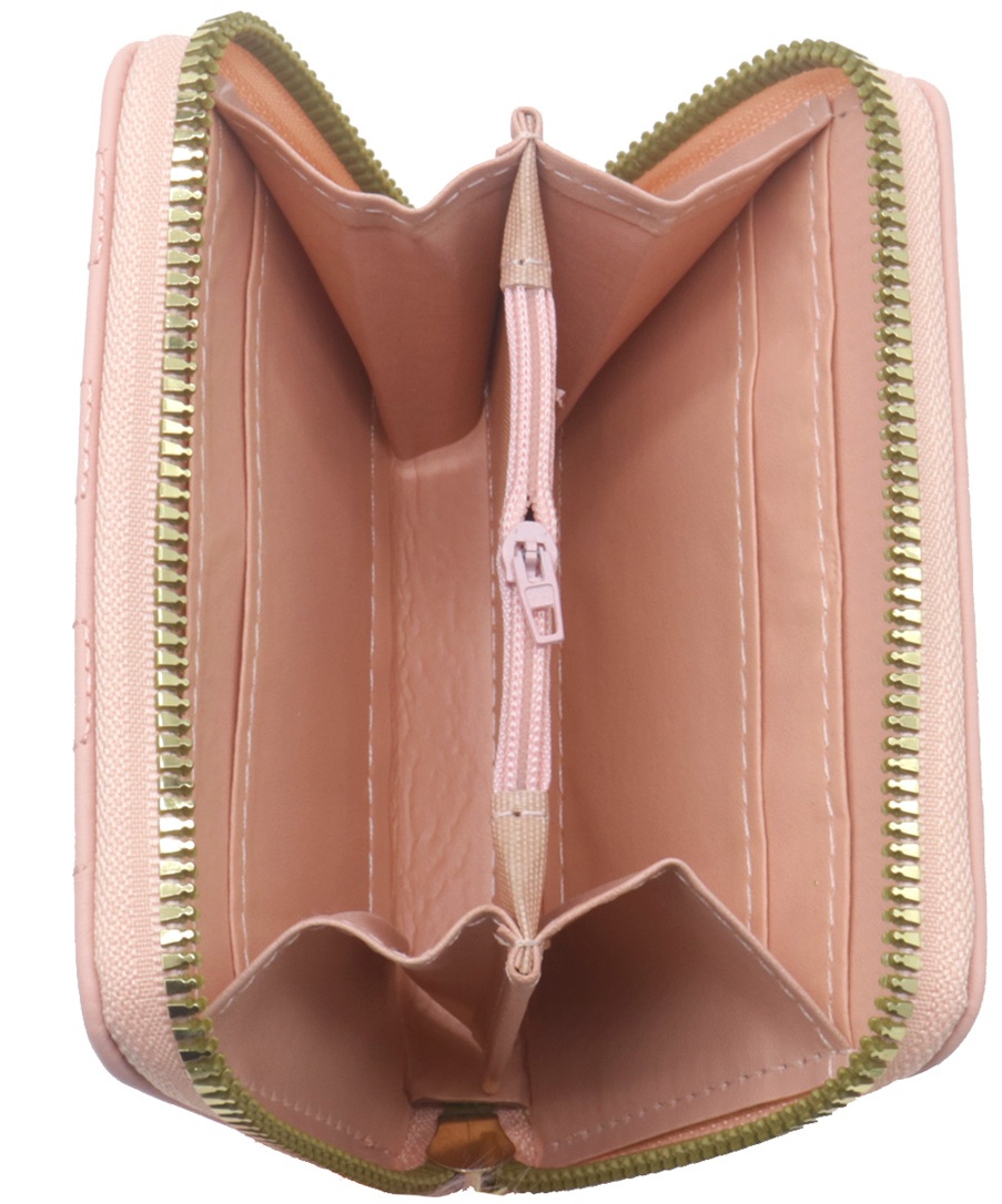 X-I4.1  WA009-019-3 PU Wallet Embroidered Flowers 12x9cm  - Pink