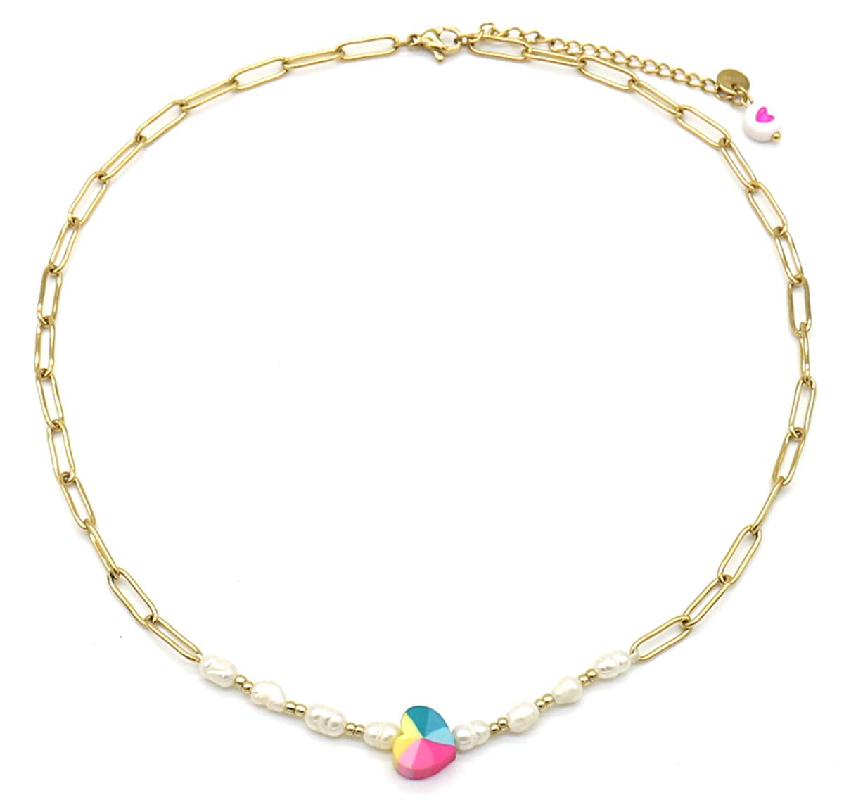 H-E1.2  N2126-022G S. Steel Necklace Heart Gold