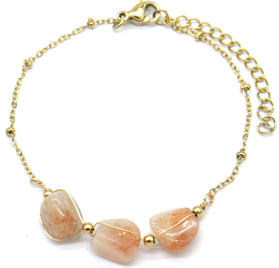 D-A21.2 B031-064G S. Steel Bracelet Stones 16-21cm