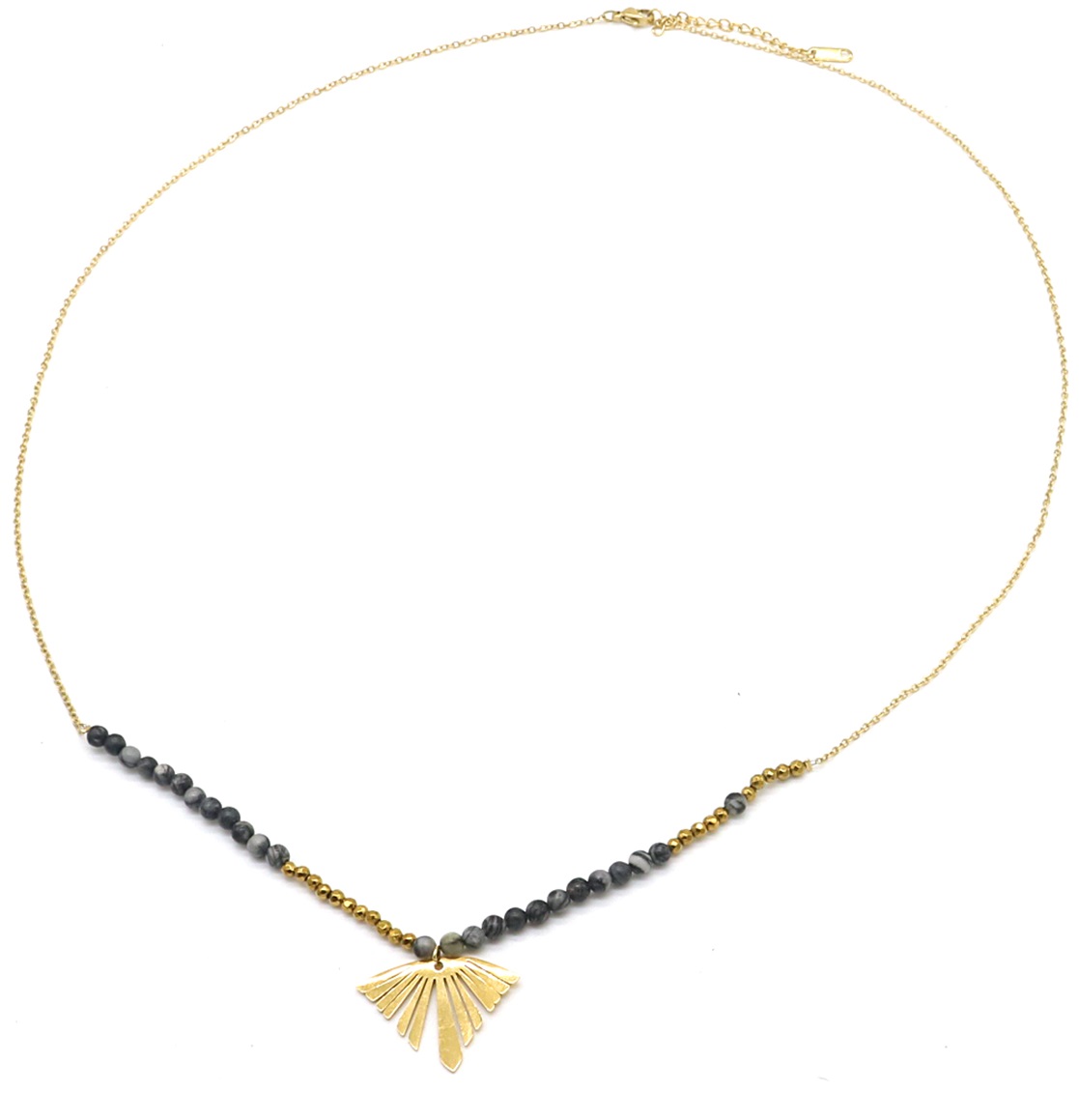 A-D7.3 N010-009G S. Steel Necklace with Stones