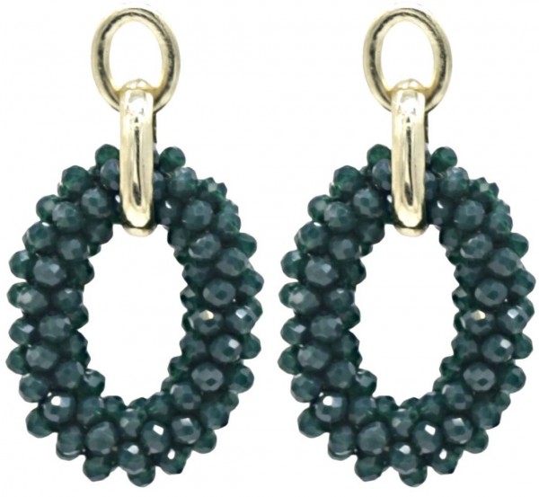 D-D14.1  E725-001 No. 6 Earrings Glass 5cm Green