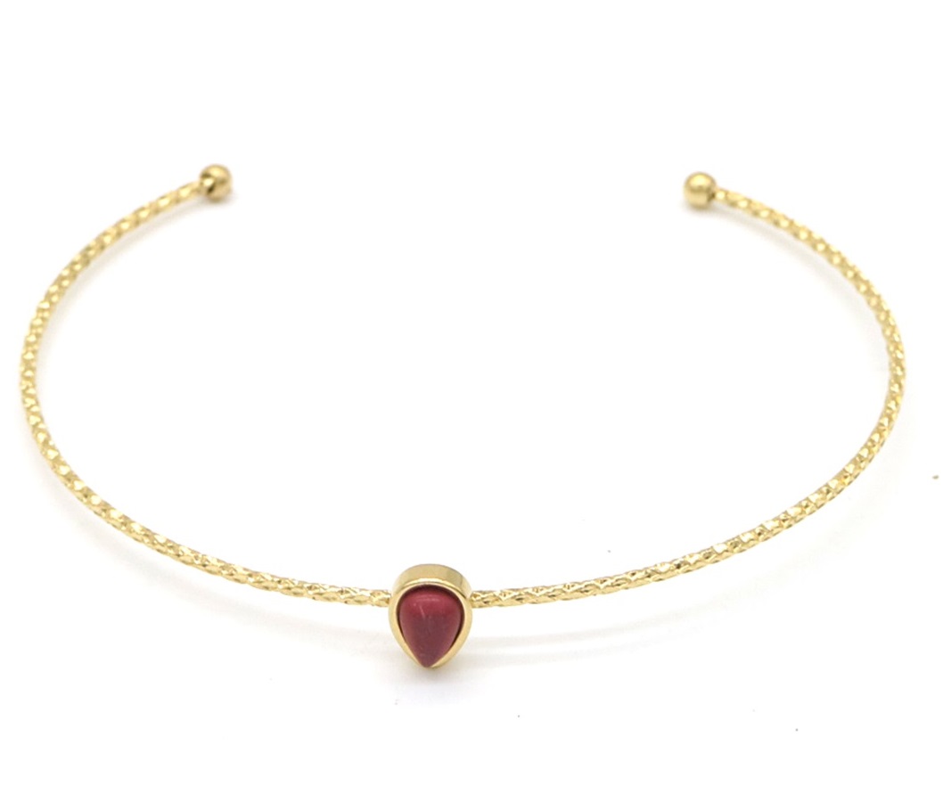 A-A21.1 B010-003G S. Steel Bangle Red Stone