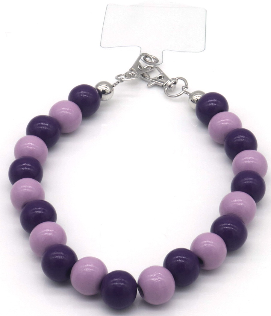 C-F14.2  KEY1026-002-2 Phone Cord Wooden Beads Purple