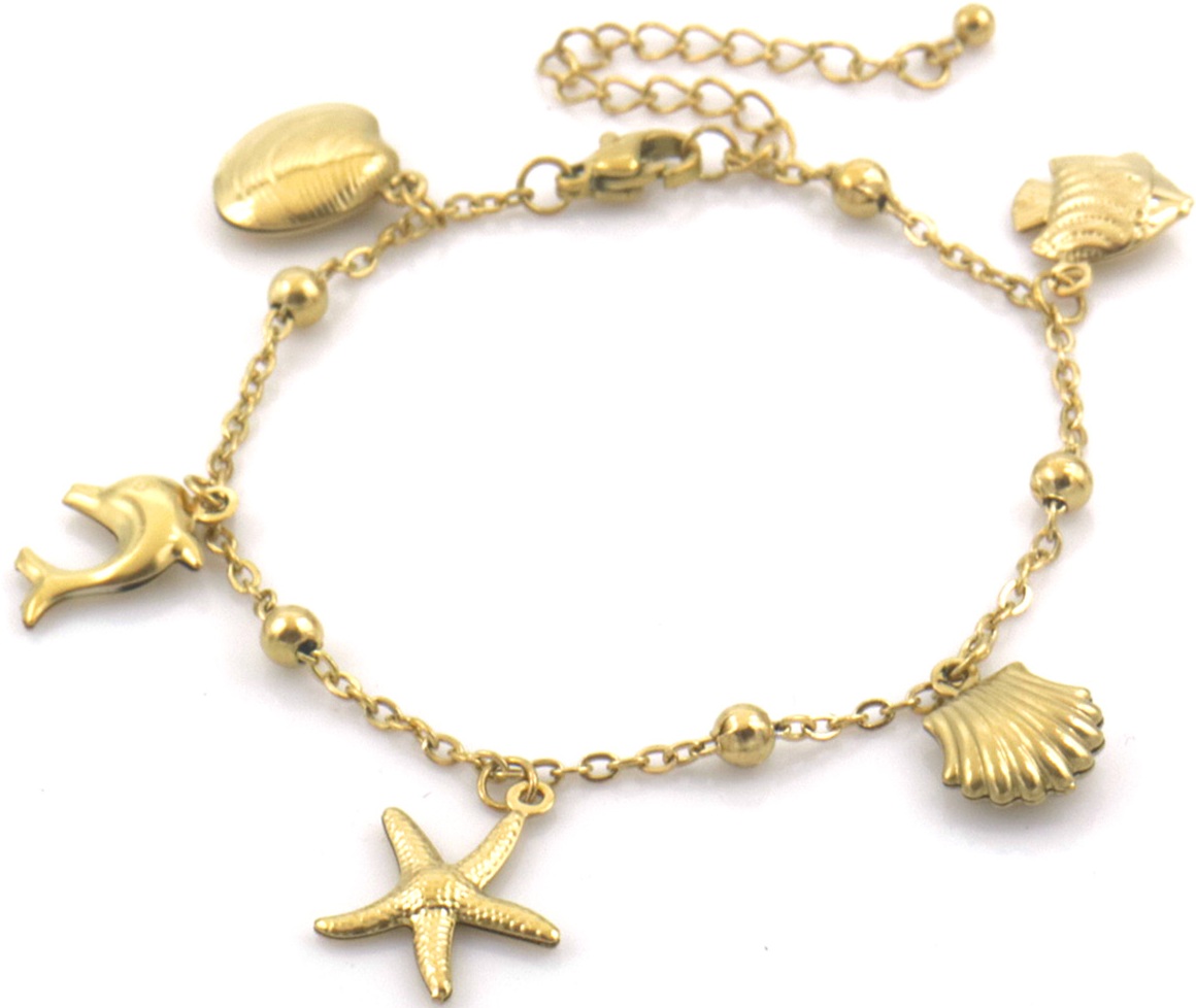 D-A19.3 B2503-025G S. Steel Bracelet Charms Ocean