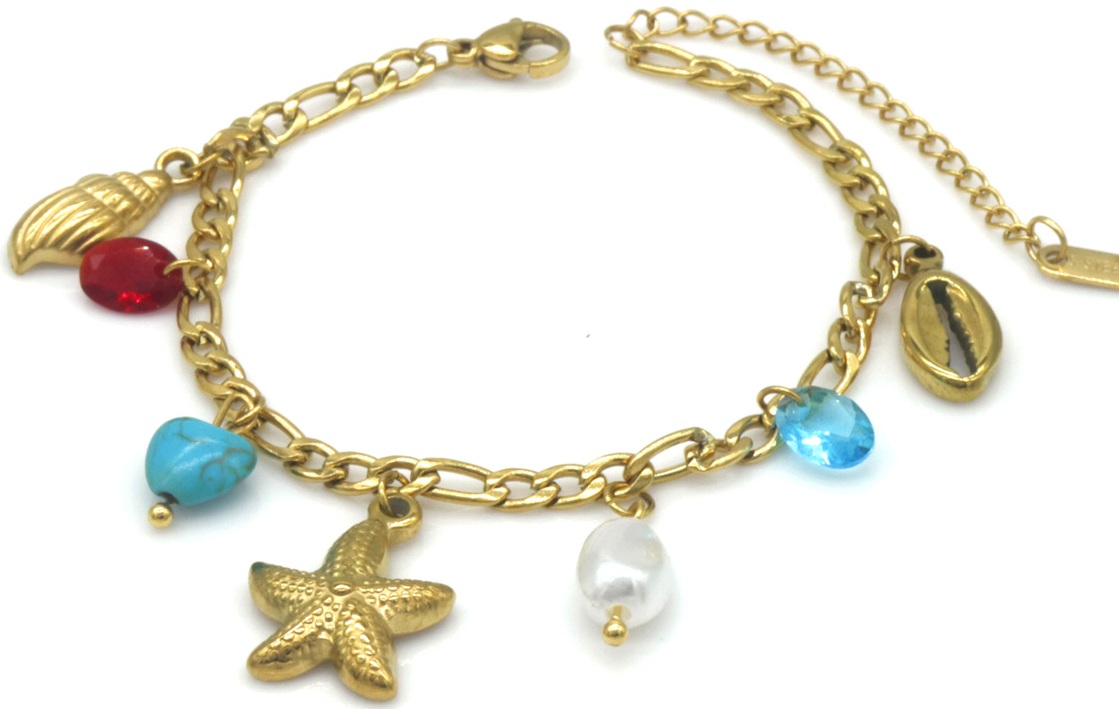 H-D8.1 B2567-083G S. Steel Bracelet Starfish 16-21cm