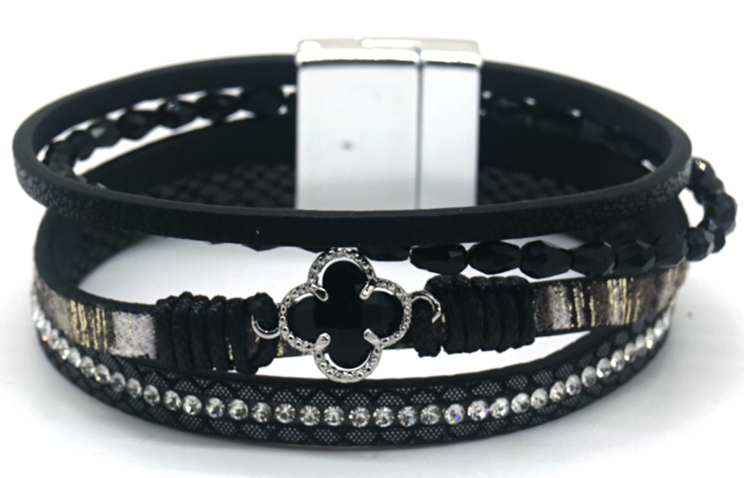 H-E21.3 B825-003-4 Leather Bracelet 19cm Black