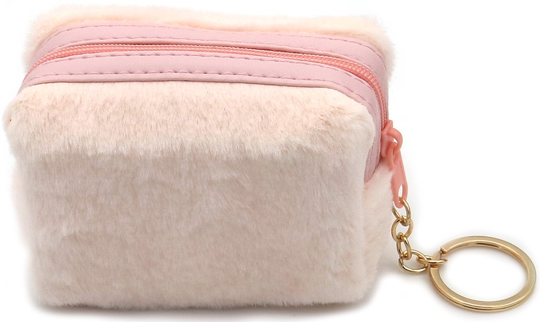 K-D3.1 KY1154-001 Keychain Fluffy Pouch 9x7x5cm Light Pink