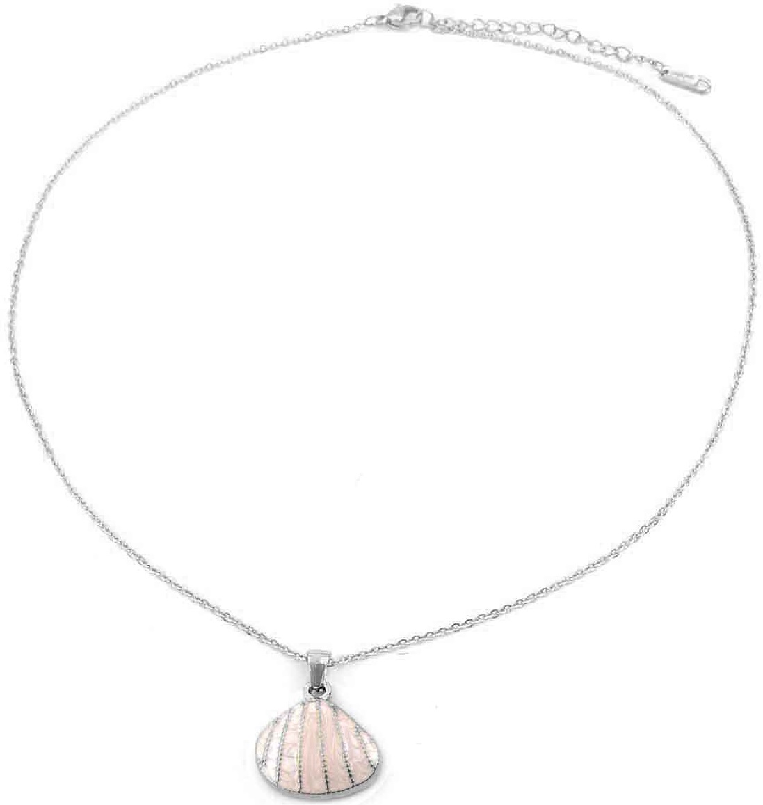 H-E19.2 N103-083S-3 S. Steel Necklace 2.3cm Shell Pink