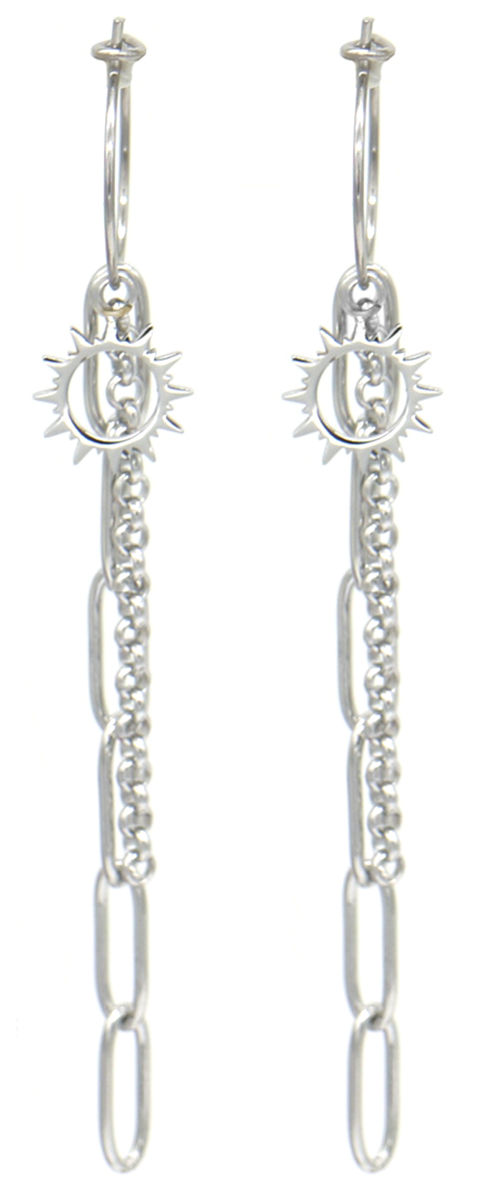 B-F3.1 E2003-004S. S. Steel Earrings Sun 7x2cm