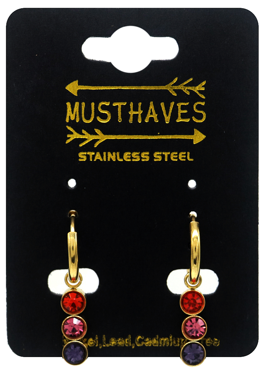 E-A19.4 E2275-010G S. Steel Earrings Crystals 1.2x2.4cm