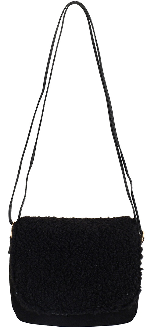 Q-H8.2  BAG1021-031-3 Shoulder Bag Teddy 21x16cm Black