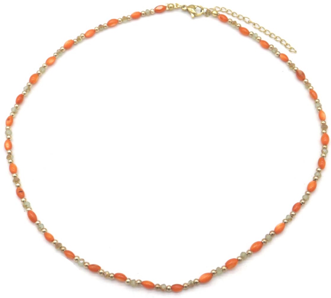 B-E7.2  N830-027-4 S. Steel Necklace Orange