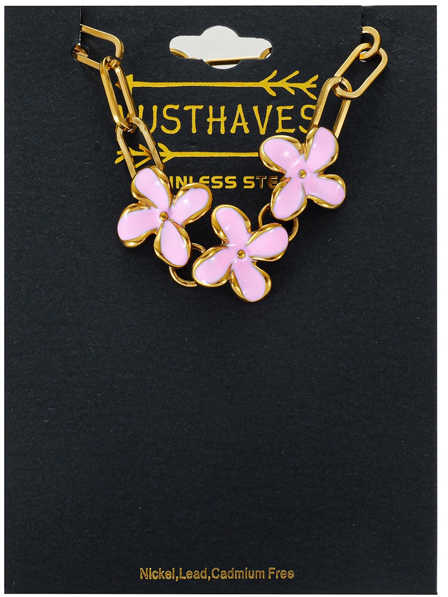 G-F9.1  B2616-090G S. Steel Bracelet Flowers 16-21cm