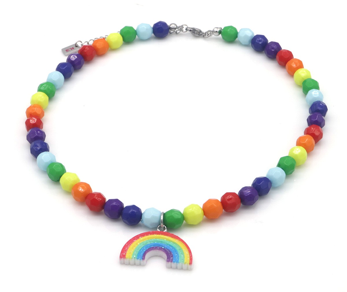 B-F14.2 K3-ZSN031 Bijoux Ketting Multi Color met Regenboog bedel
