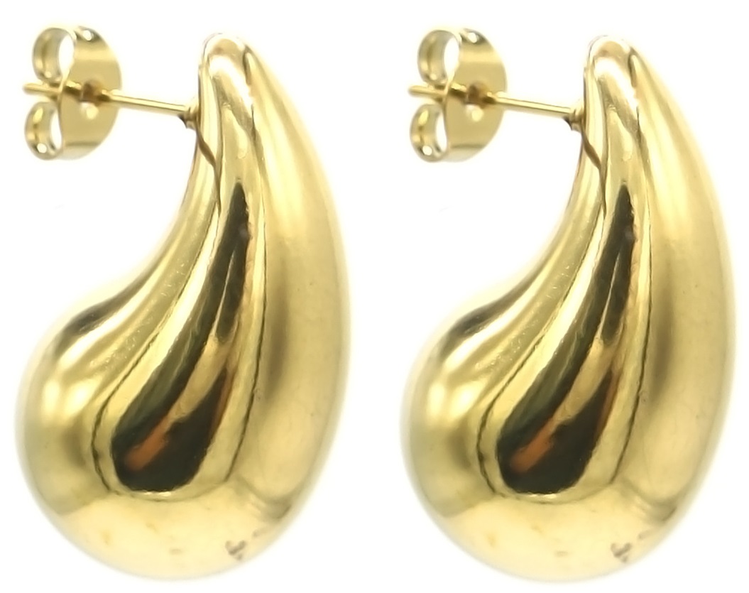 G-B23.1 E126-041G-M S. Steel Earrings Waterdrop 2.5cm