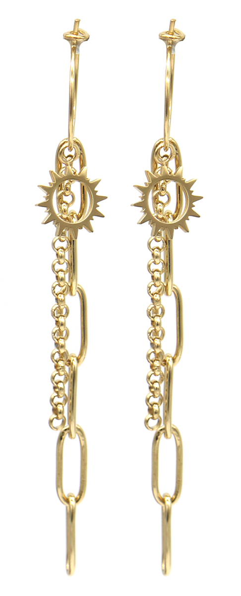 B-D7.5 E2003-004G S. Steel Earrings Sun 7x2cm
