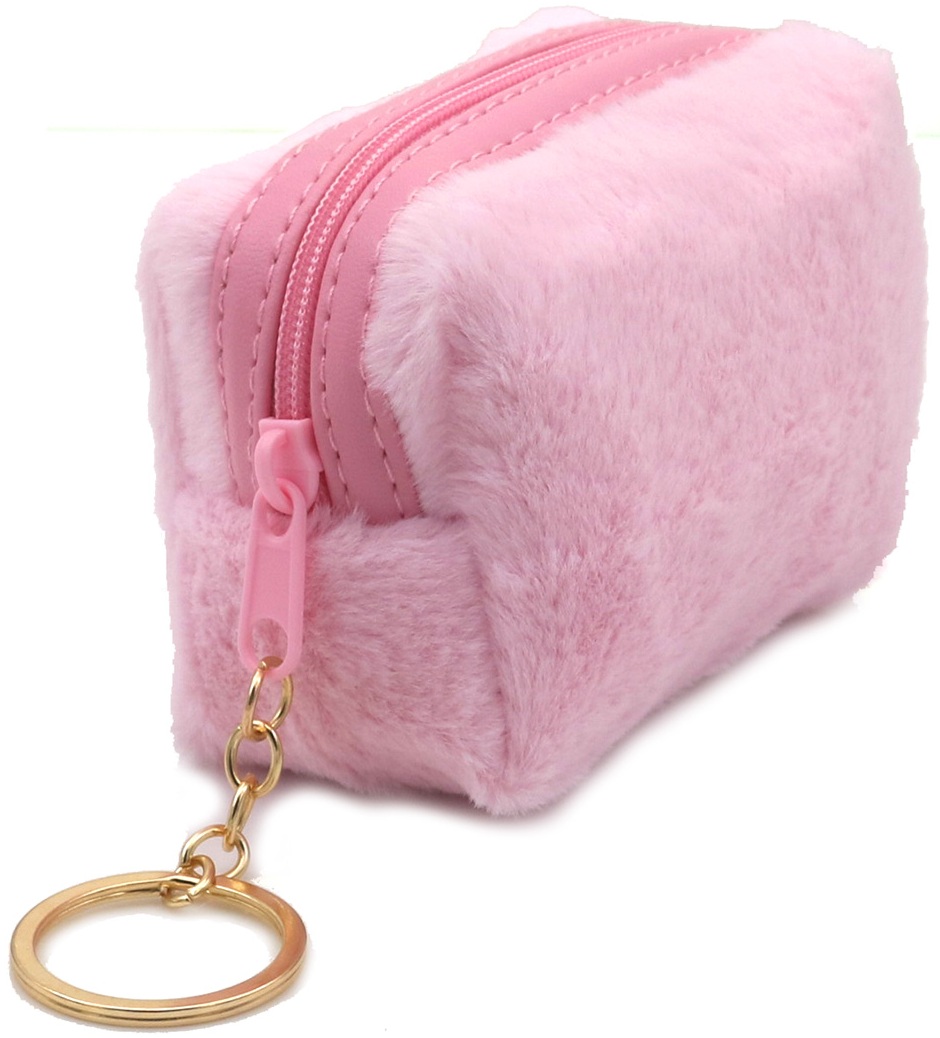 K-D4.2 KY1154-001 Keychain Fluffy Pouch 9x7x5cm Pink