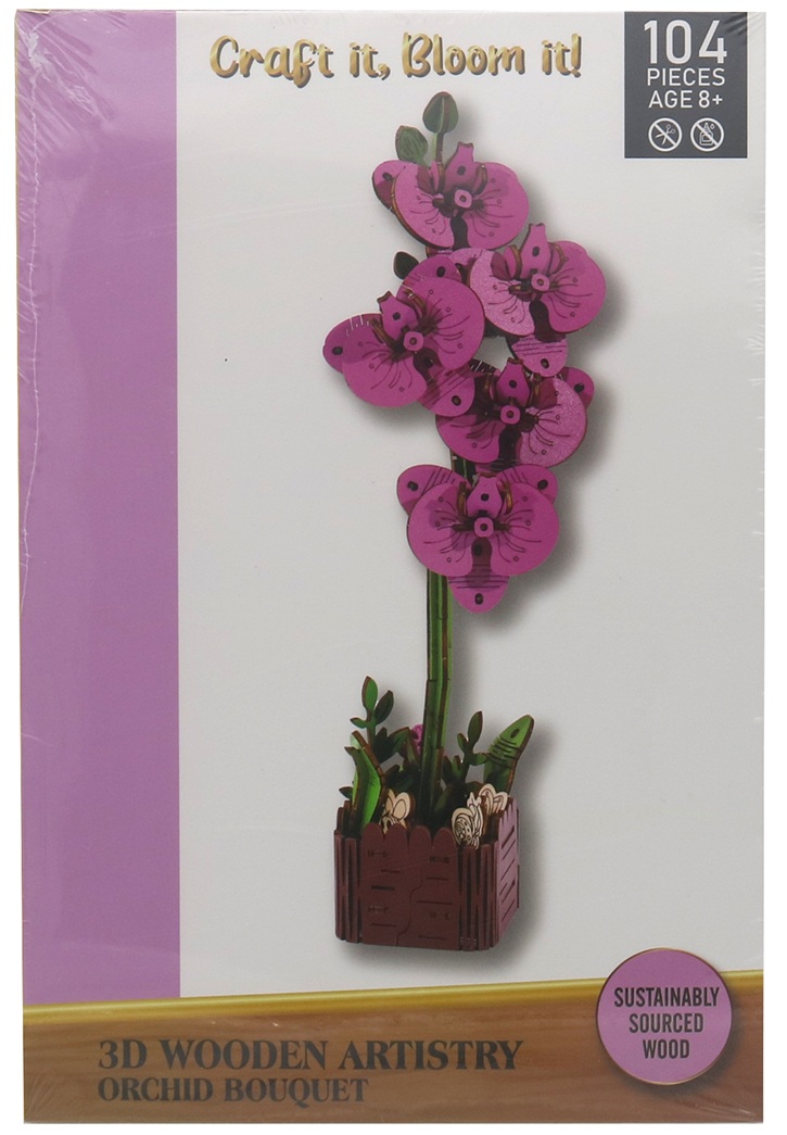 X-M4.2 TOY1153-004-5 Wooden 3D Puzzle 104pcs Orchid
