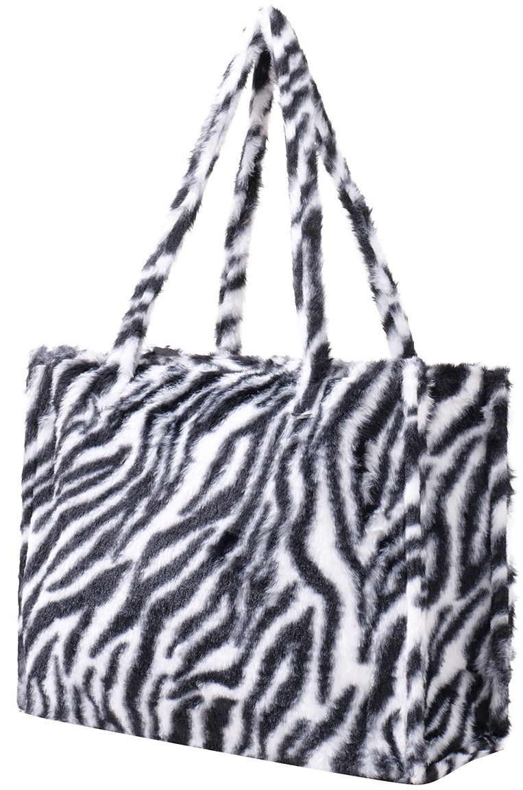 Z-E3.2  BAG1014-001-7 Fluffy Faux Fur Shopper 36x29x13.5cm Zebra