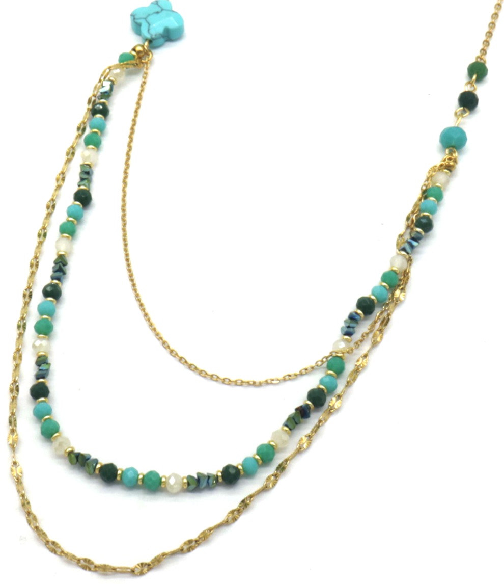 C-C22.3  N221-363 No. 3 S. Steel Necklace Layered Blue