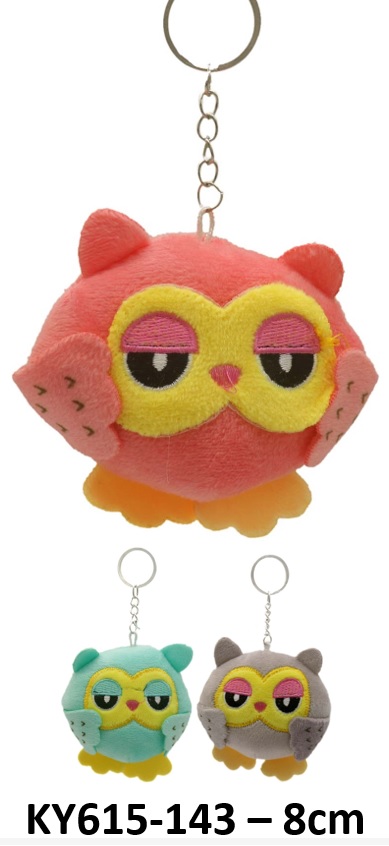 L-B4.2 KY615-143 Keychain Owl 8cm - Mixed Colors - 1pc