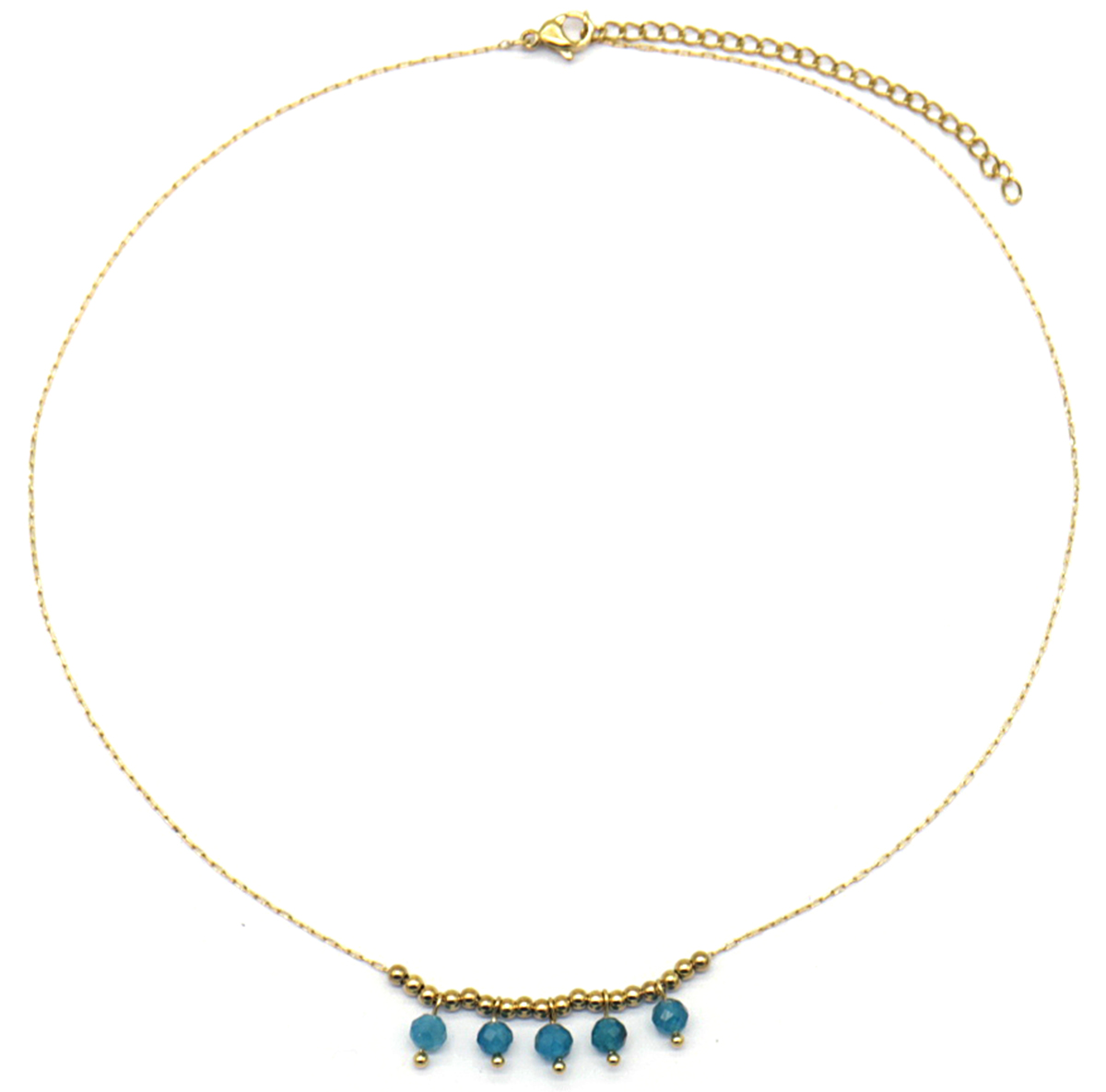 F-B15.2 N031-018G S. Steel Necklace Stones