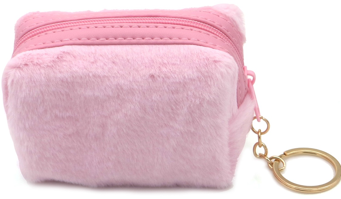 K-D4.2 KY1154-001 Keychain Fluffy Pouch 9x7x5cm Pink