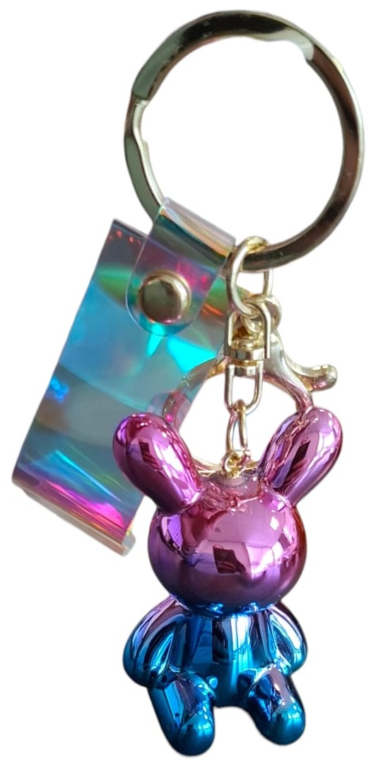 I-A15.1 KY1146-013-1 Keychain Shiny Bunny - 4.5cm - Purple-Blue