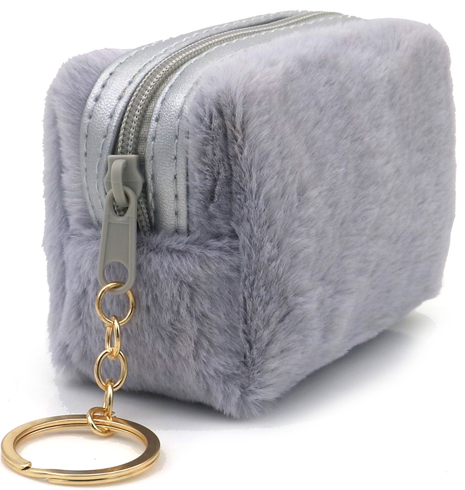 K-C3.2 KY1154-001 Keychain Fluffy Pouch 9x7x5cm Grey