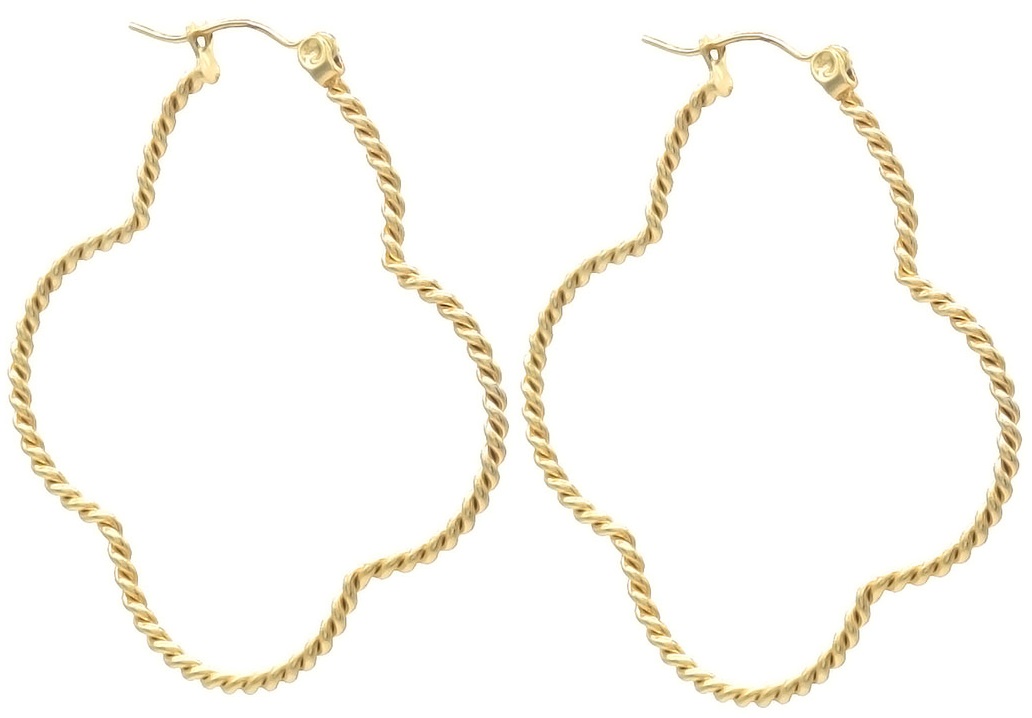 D-F6.3 E2435-002 S. Steel Earrings Clover 4.5cm