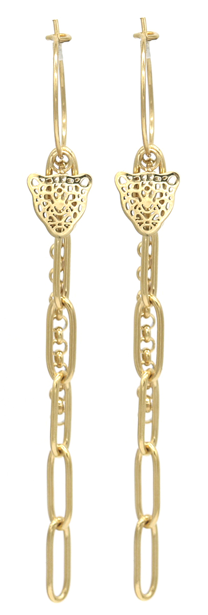 B-B18.5 E2003-007G. S. Steel Earrings Leopard 7x2cm