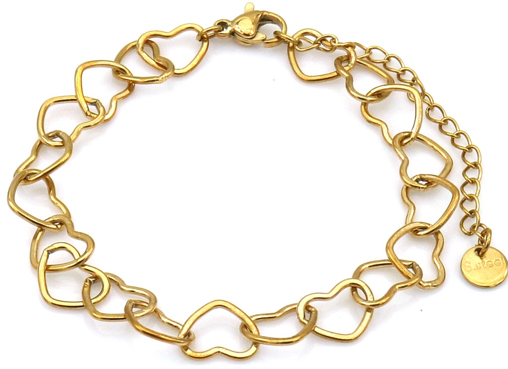 A-C4.5 B25106-057G S. Steel Bracelet Hearts 16-21cm