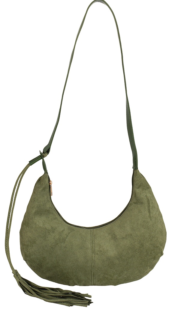 T-G6.1  BAG1021-011-4 PU Shoulder Bag with Tassel 38x30cm Green