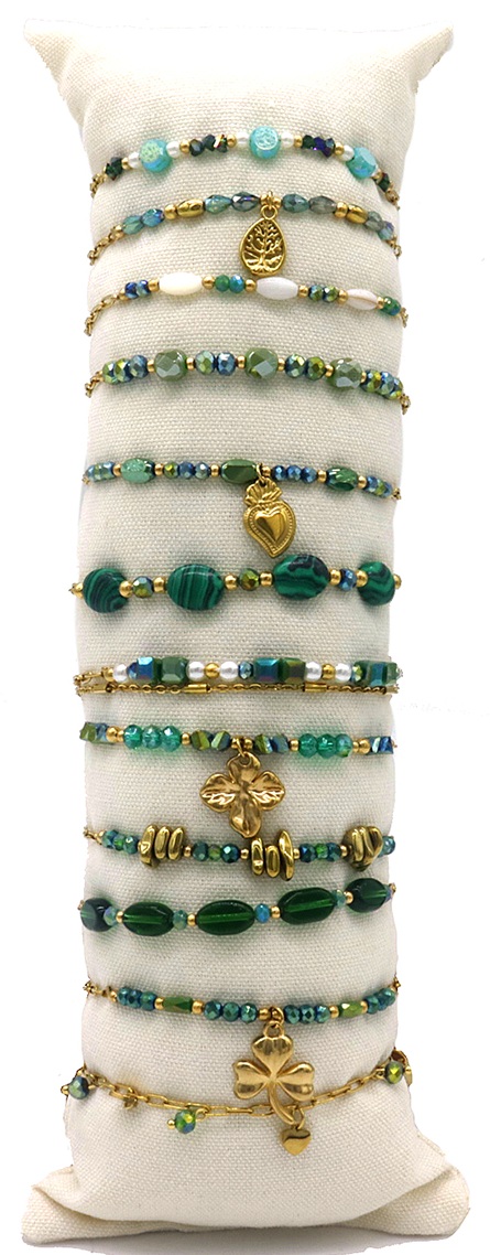 F-E23.1 B1144-005-2 S. Steel Bracelet Set - 12pcs Green