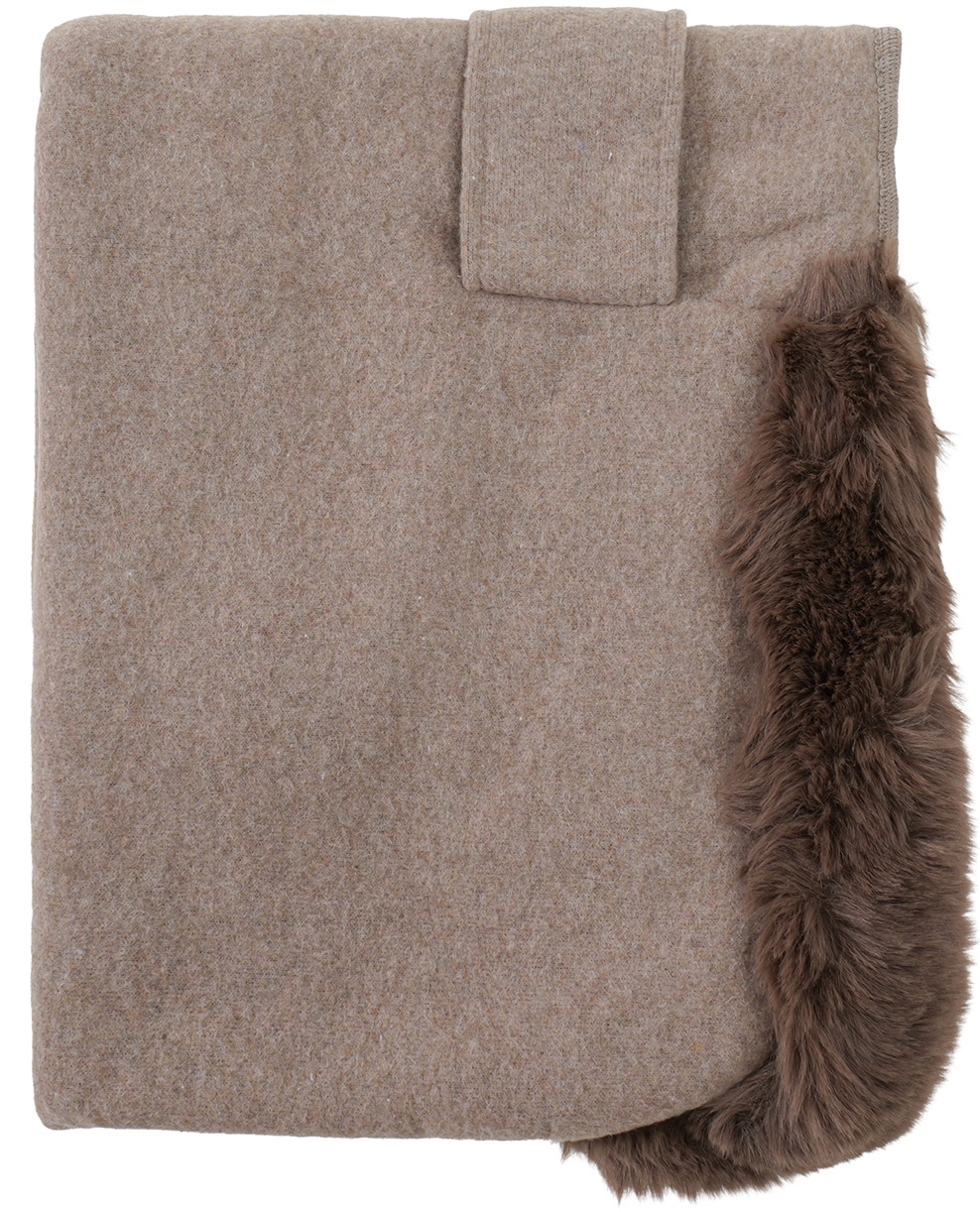 T-N4.2 SCARF1005-003-6 Luxury Poncho Faux Fur Brown