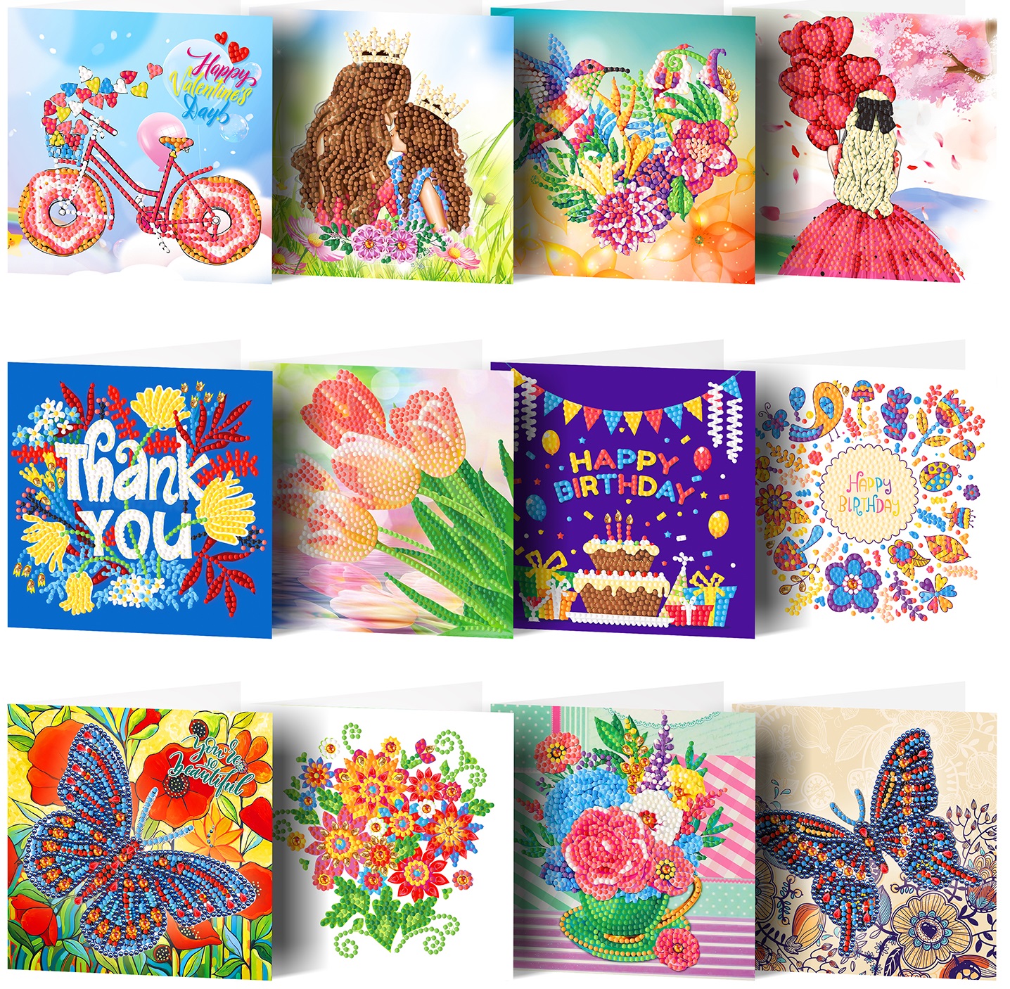 T-K2.1 HKDZ07 Diamond Painting Postcard set 15x15cm 12pcs