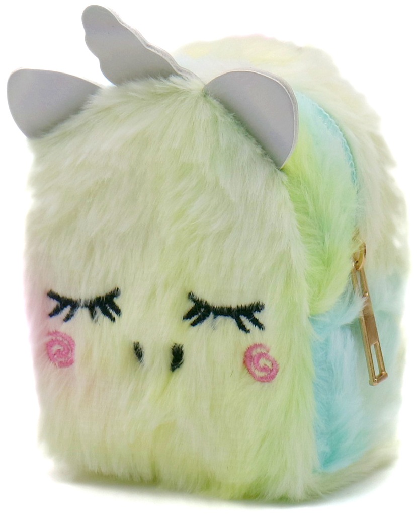 Z-D2.1 KY1154-003 Fluffy Keychain Wallet Unicorn 9x7x5cm - Mixed Colors - 1pc