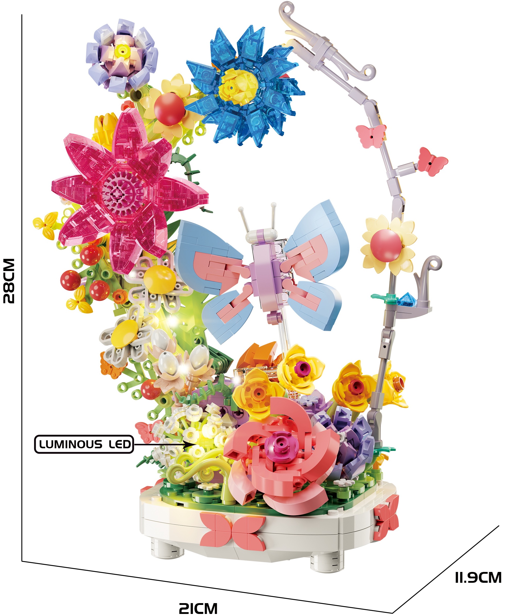 Z-D3.5 BB032 Building Block Set Butterfly Garden with LED  - 914pcs