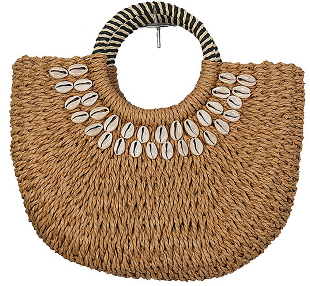Y-B3.3 BAG2597-013-1 Woven Bag Shells 32x24cm Brown