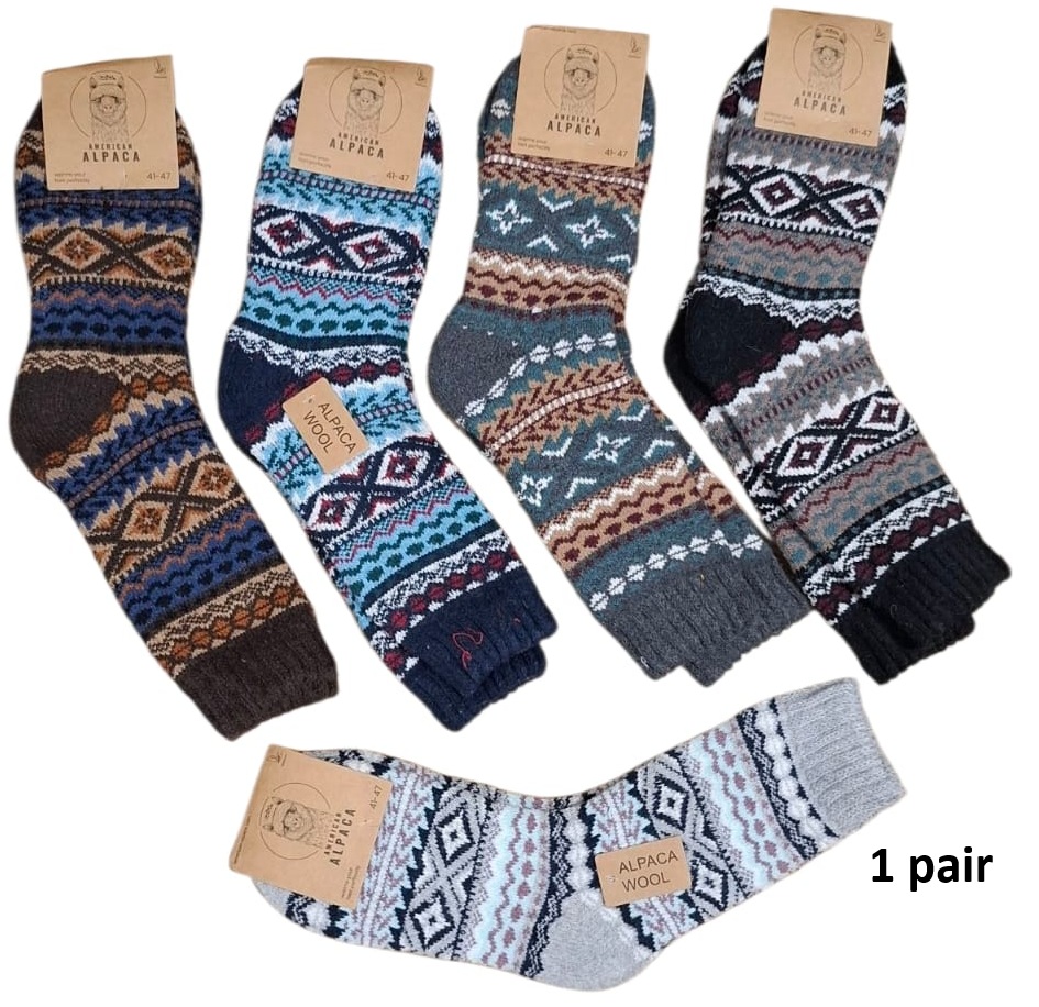 L-B8.1 JN25-9304 Pair of Woolen Socks Size 41-47 - Mixed Colors - 1pc