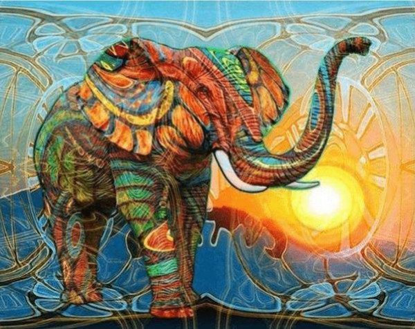 Y-E4.5 GM1025 Diamond Painting Elephant 50x40cm - Square Stones